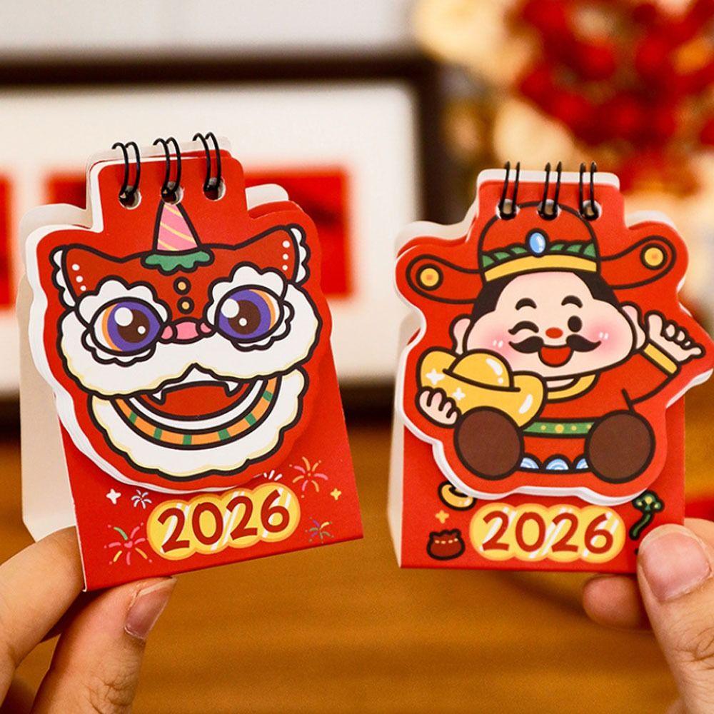 Red Mini Calendar Cartoon Schedule Planner Creative 2026 Coil Calendar  Office School Home
