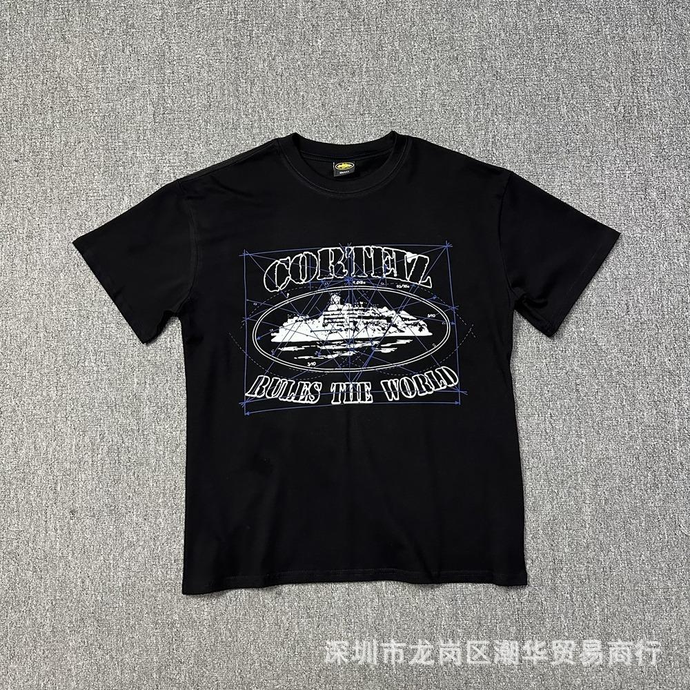 Határátlépő Corteiz divatmárka Alcatraz nyári retro nyomott férfi és női trend laza alkalmi rövid ujjú póló
