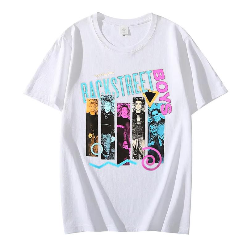 Classic Backstreet Boy print Tshirt for Summer and autumn 2025 loose and casual shortsleeved streetwear for both men and women
