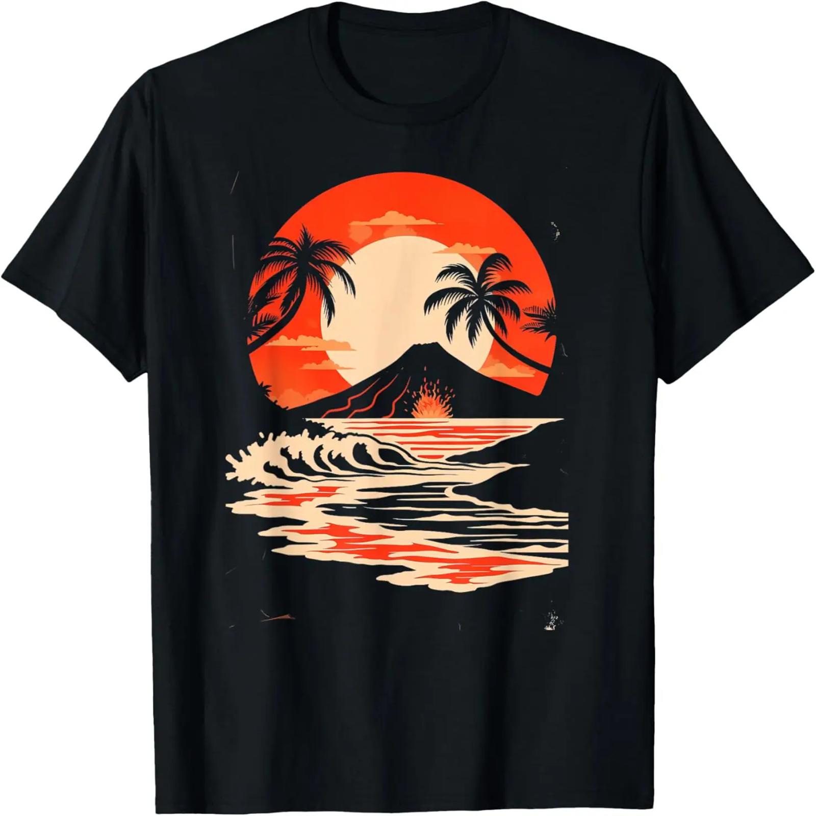 

Hawaiian Volcano _ Cool Graphic Tee _ S - 6XL _ Mens Graphic T-Shirt XXXXXL чорний