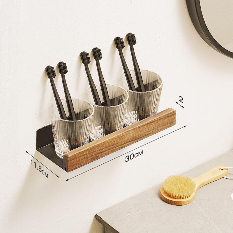Wood Bathroom Shelving Wall Mounted Toilet Storage Holder Shampoo Shower Storage Rack Aluminum Kitchen Storage Rack White/Black