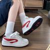 White and Red Color Matching Letter Bread Shoes Women's Spring New Versatile Sports and Leisure Board Shoes