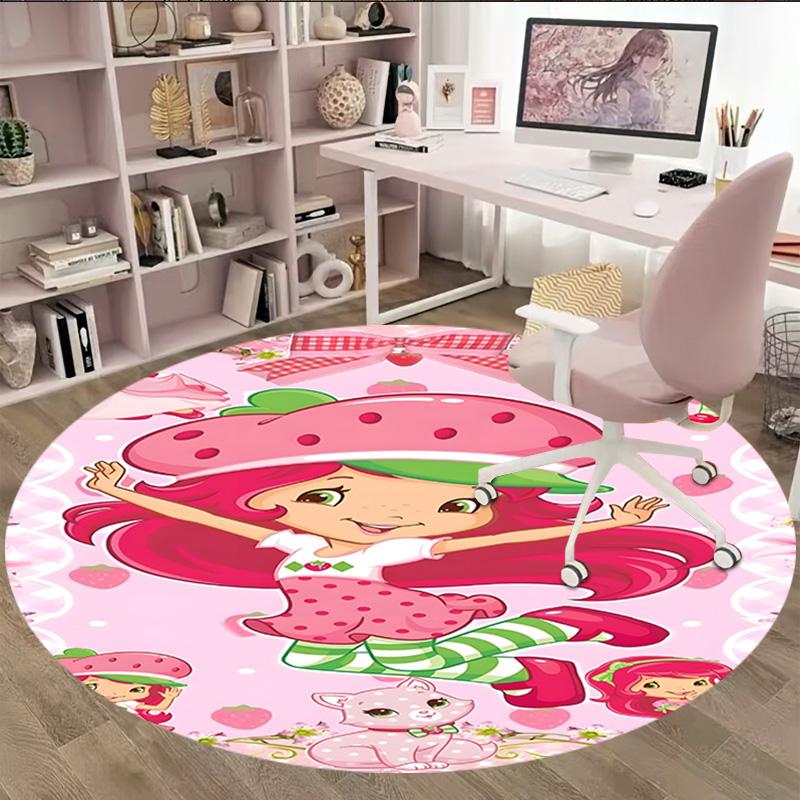 1pc Princess Strawberry11 Carpet, Round Rug, Comfortable, Suitable for Entryways, Living Rooms, Office, And Bedrooms, Christmas Decoration