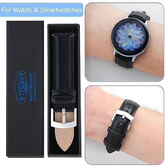 OTTOODY Watch Band Belt 18mm 19mm 20mm 21mm 22mm Replacement Genuine Leather Quick Release No Tools Needed Elegant Calf Sweat-Resistant Touch Lining