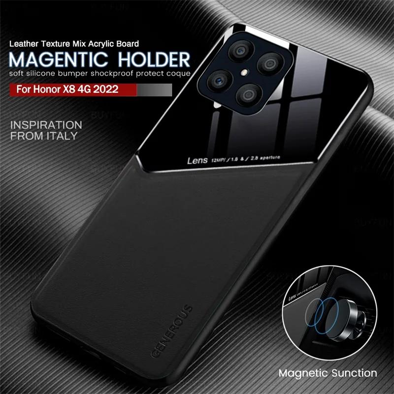 Car Magnetic Leather Phone Case for Honor X7C X7A X7B X8A X8B X9A X9B X6 X7 X8 X9 4G 5G TPU+PC Shockproof Protector Armor Cover