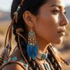 Boho Feather Earrings Ethnic Leaf Shape Long Dangle Tassel Earring Jewelry Accessories Dream Catcher Women Drop Earrings Wedding