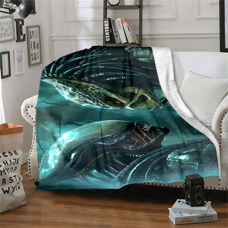 Alien Flannel Blanket Soft Warm All-Season Throw, Design for Camping, Car Travel, Hiking Sofa, Bed, Office Perfect Gift for Parties