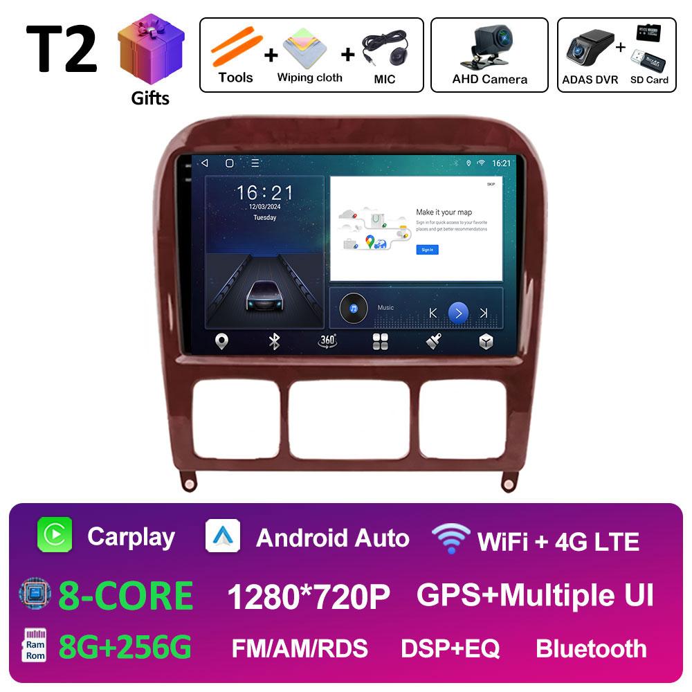 9 inch Android 14 For Mercedes Benz S Class W220 S280 S320 S350 S400 S430 S500 S600 AMG 1998 - 2002 2003 2004 2005 Head Unit BT