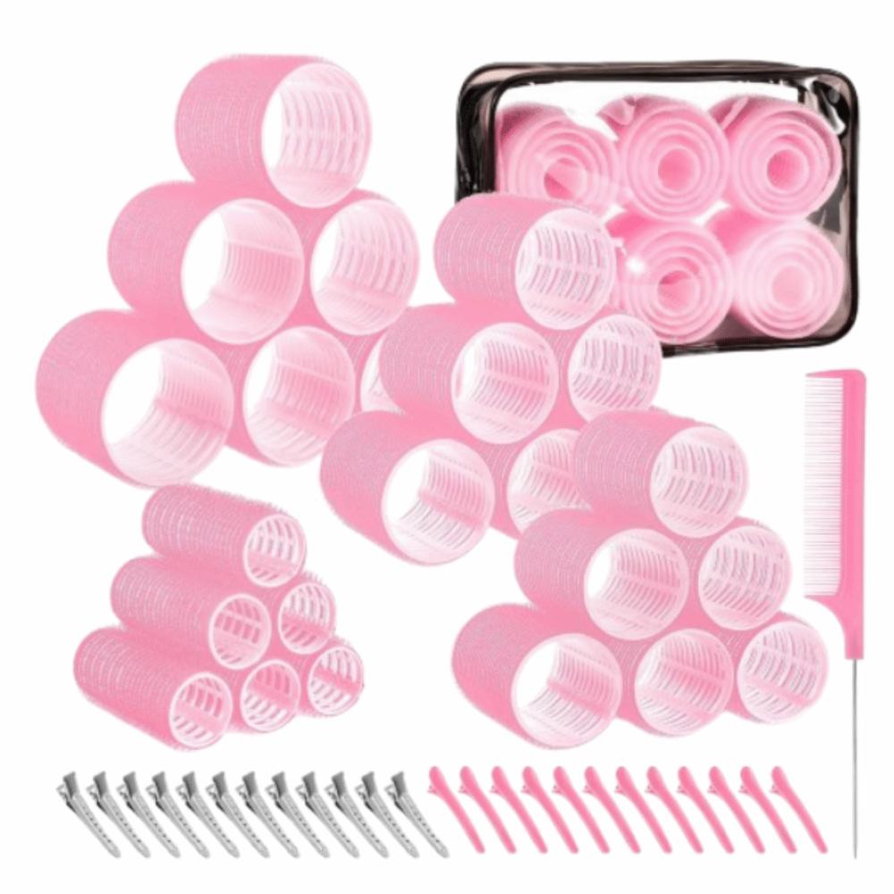50Pcs 4 Sizes Rollers Self-Grip Hair Rollers Set Heatless DIY Heatless Hair Curlers Reusable Hair Partition Clip