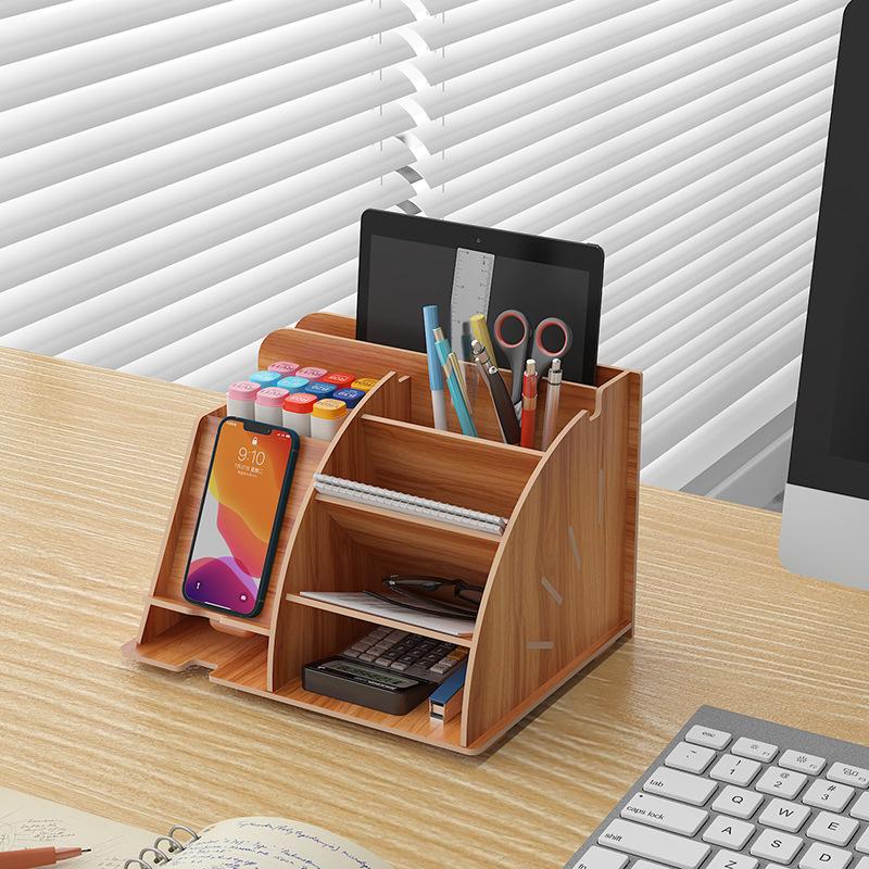 Nordischer Kreativer Holz-Stifthalter: Desktop-Organizer mit großer Kapazität und mehreren Fächern
