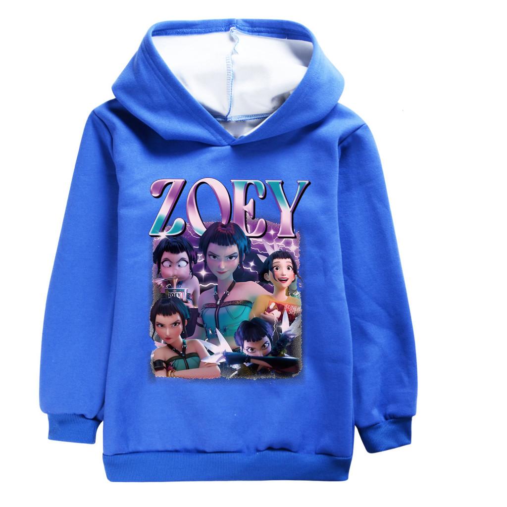 5002 Kids Girls Kpop Rumi Zoey Mira Zoey Print Long Sleeves Velvet Warm Fleece Thick Hoodie Top
