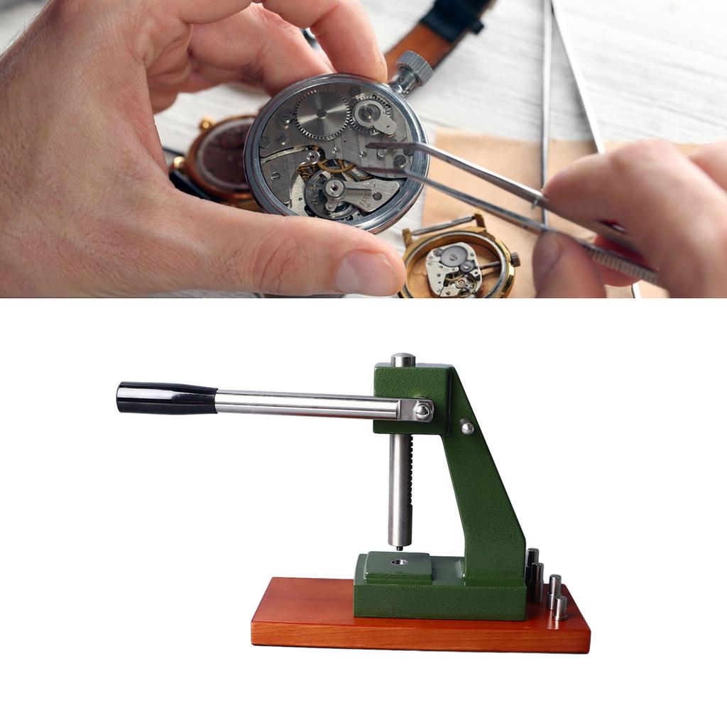 6173 Watch Back Press Set Wooden Base Watch Case Cover Pressing Machine for Watchmakers