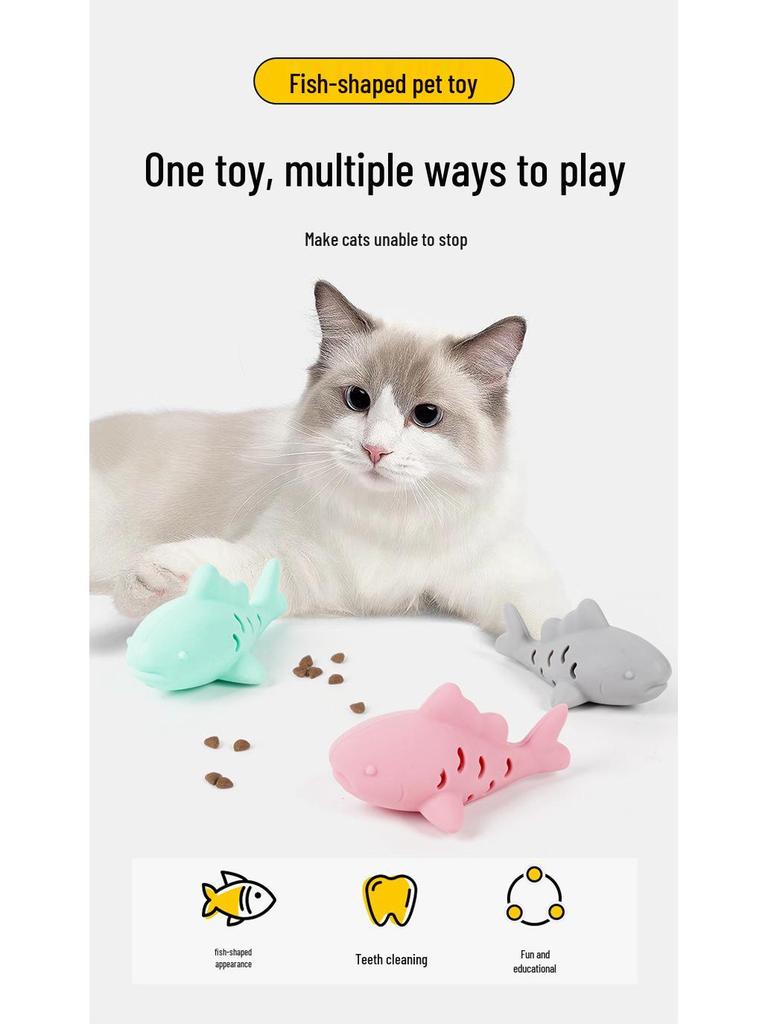 Silicone Fish Kitten Teaser & Slow Feeder Toy for Cats