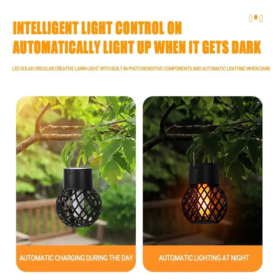 Solar Flame Lamp Outdoor Flame Small Hanging Ball Courtyard Villa Outdoor Decoration Holiday Decoration Atmosphere Flame Lamp