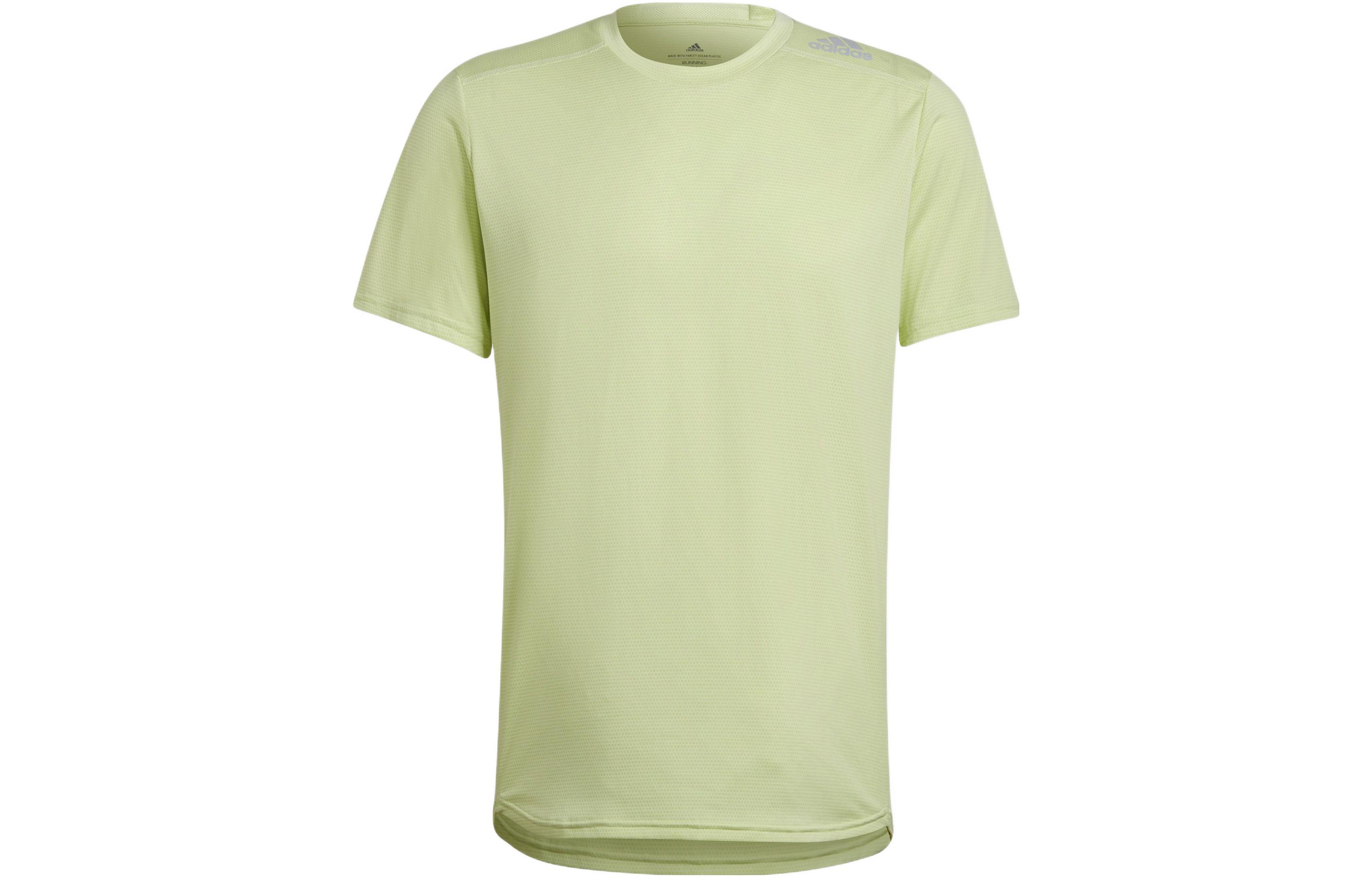 Adidas T Shirts Men s Sour Green Crew Neck Moderate Straight Fit HC9829 XS