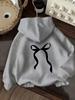 2025 Women's Fashion Bowknot Pullover Hoodie - Long Sleeve & Casual Style