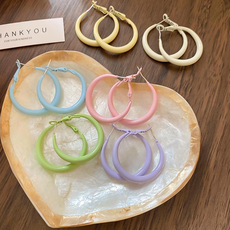 Trendige Große Runde Creolen für Damen Europäischer Übertriebener Party-Schmuck Retro Statement Geometrie Kreis Hängende Schlaufenohrringe