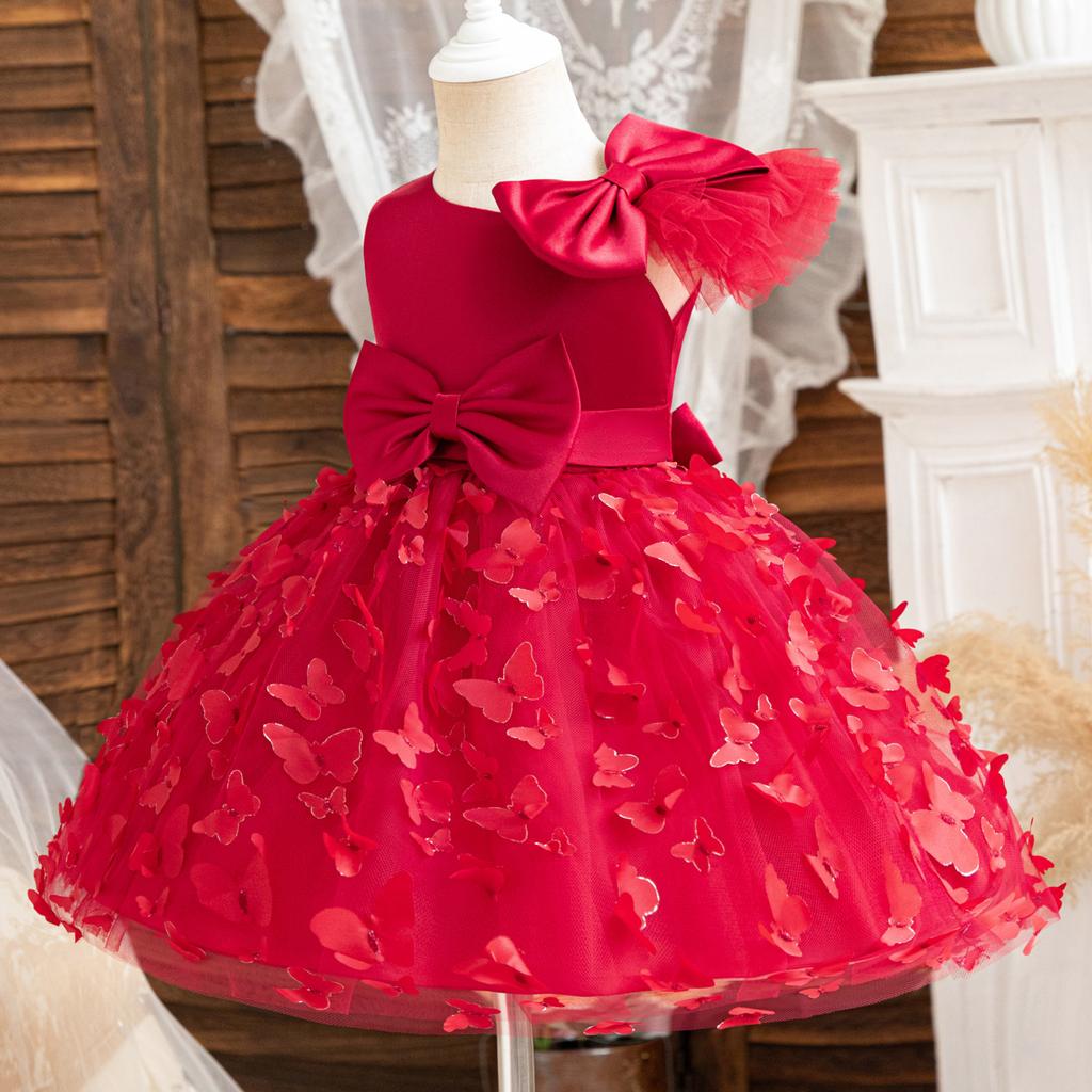 Mädchen Mode Kleid 2025 Sommer Kinder Mädchen Prinzessin Kleid Mesh Kleid Pompadour Kleid Geburtstag Erstes Geburtstagskleid