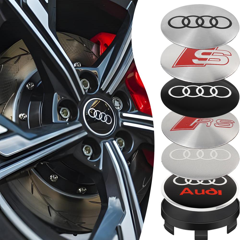 Für Audi A5 4 Stück Auto Radnabenkappen Auto Felgenabdeckung für Audi A3 8P A4 A6 C6 B8 Sline RS B6 B5 B4 B3 A1 A2 A7 A8 C5 C7 Q1 Q2 Q3 Q4 Q5