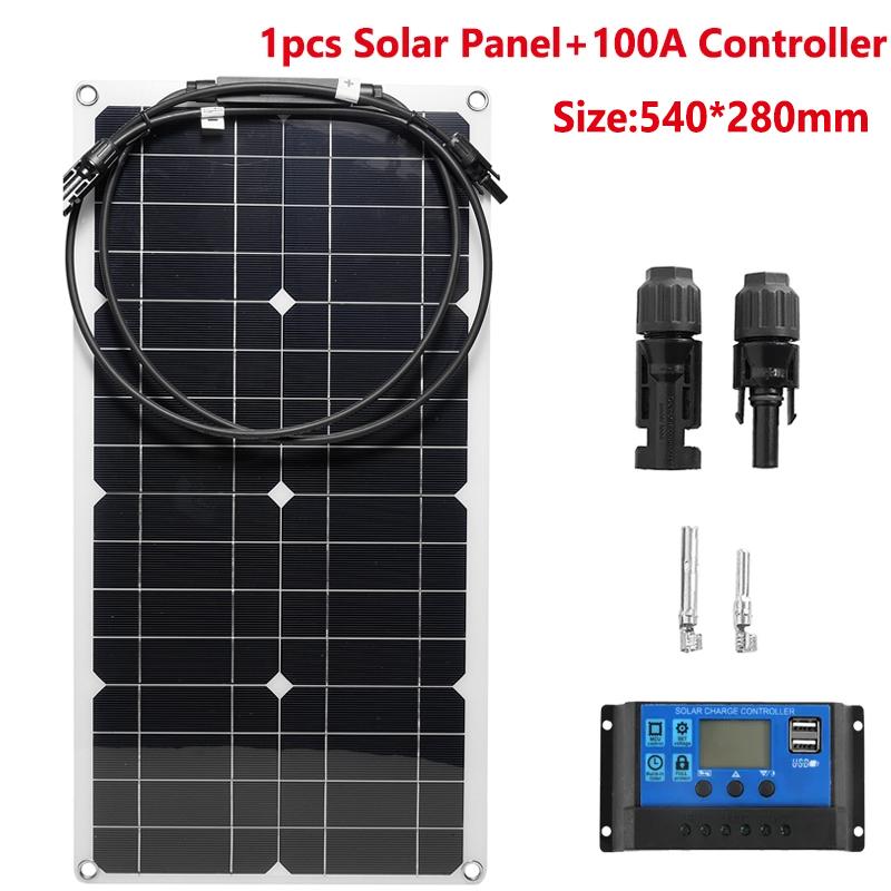 300W 600W Solar Panel Kit Flexible Solar Cell with 10A-100A Controller Power Bank For Home Mobile Phone Car RV Camping Outdoor