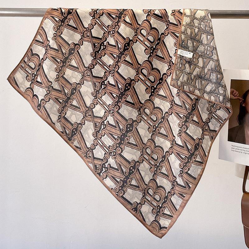 Letters Fashionable New Small Square Scarf Decorative Scarf Professional Neck Protection Multifunctional Outer Wear Shawl Hairband Sun Protection