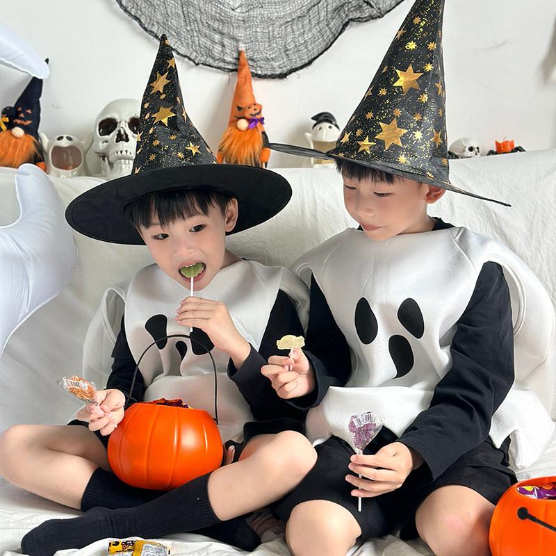 Halloween Pumpkin Ghost Costume Set for Boys with Cloak, Cape & Props