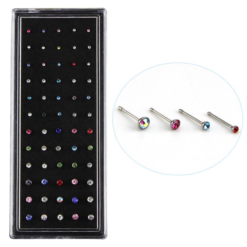 60X   Nose Ring Bone Stud Stainless Steel Body Piercing Jewelry