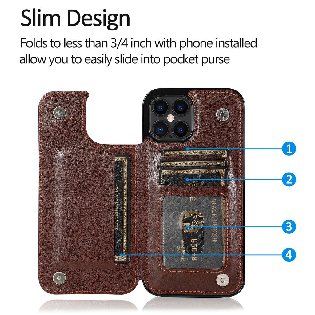 Suitable For IPhone 12 Pro Anti Drop Protective Case 11 Silicone Soft Shell 13 Promax Card Insertion Anti Drop Leather Case