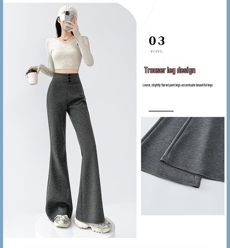Spring Women's High-Waisted Micro-Flare Cotton Pants - Slimming, Floor-Length Bell Bottoms