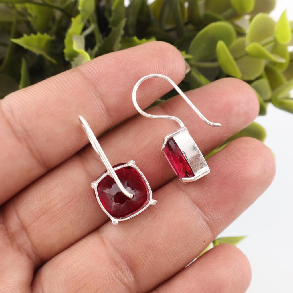 Dazzling Pink Rubellite Gemstone Jewelry, 925 Solid Sterling Silver Earrings, Handmade Designer Jewelry For Wedding Gift