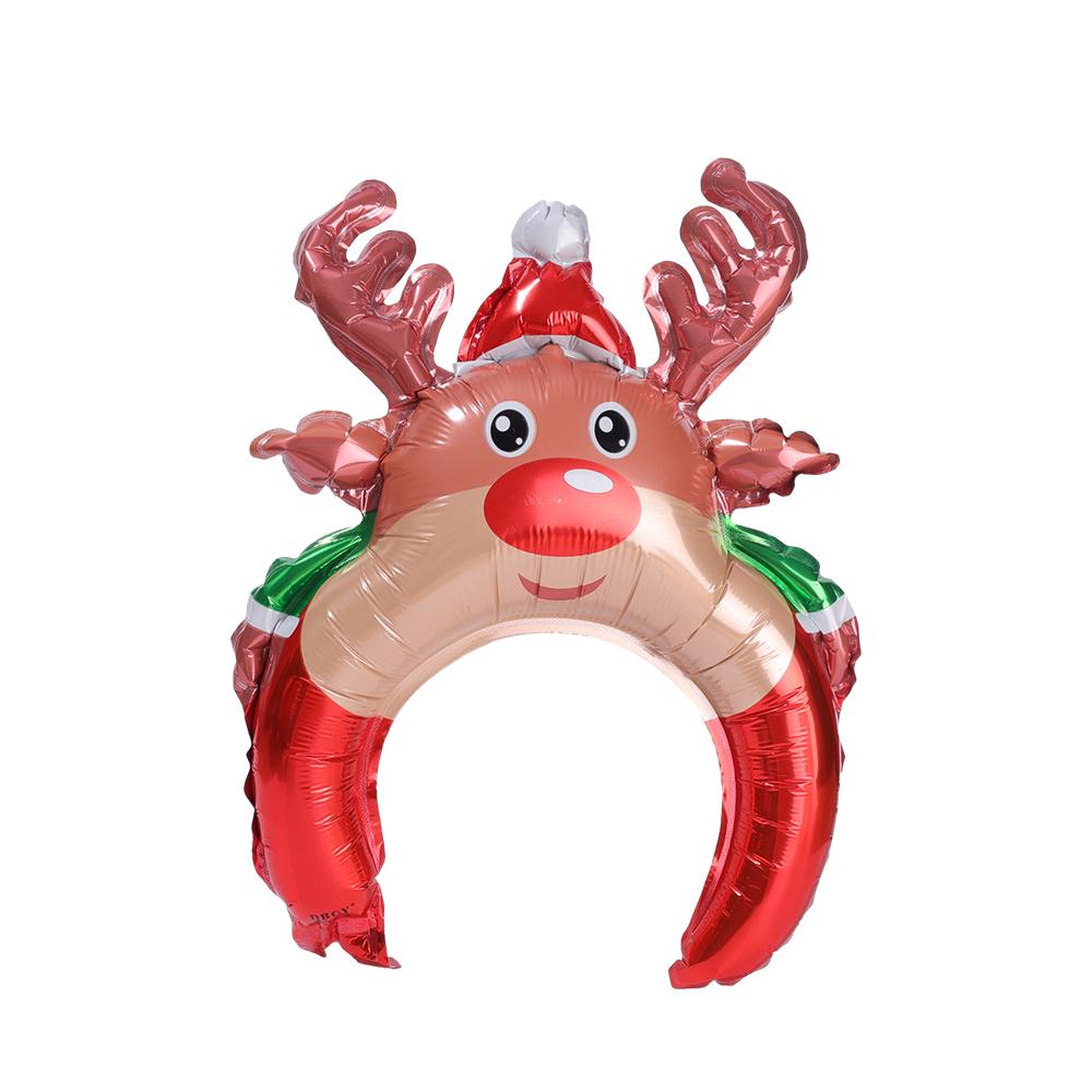 1/5pcs Kids Christmas Inflatable Balloon Headband Headdress Cartoon Santa Claus Elk Pattern Decorative Gifts for Holiday Scenes