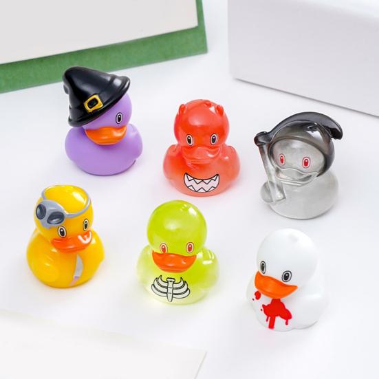 6 ks Mini figurky káčátek Halloweenská tématika Kachní ozdoby Pryskyřice Čarodějnice Duch Zombie Kachna Sběratelské předměty pro DIY Akvárium Mikro-krajinná dekorace