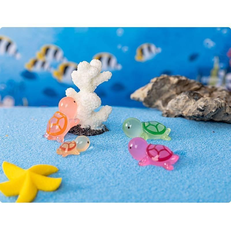 Colorful Luminous Resin Turtle Ornaments For Cartoon Style Tabletop Decorations