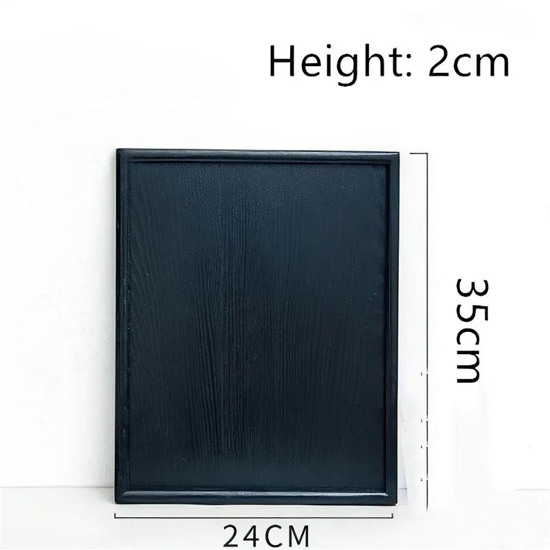 Wooden Tray Japanese Style Black Rectangle 30cm Coffee Tea Set Tableware Pallet Food Cake Plate Home Kitchen Storage Supplies