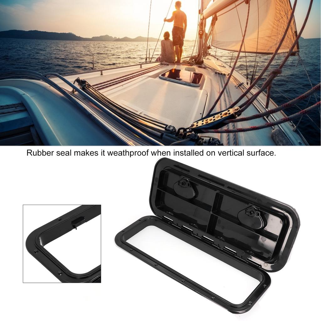 Dektoegang   Inspectieluik 180 graden Scharnierend Deksel UV-bestendig met Slot voor Marine Boot 24 x 9,5 inch(Wit )