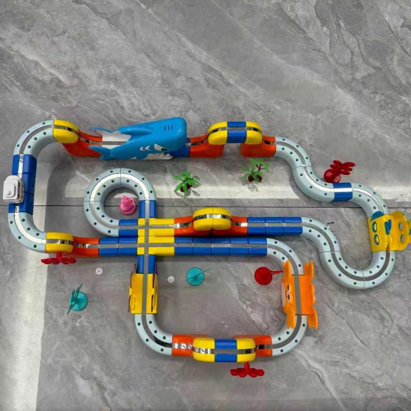 New Ocean Series Electric Magnetic Suction High-Speed Railway Track Cube Diy Non-Remote Rail Car Educational Toys Surprise Gifts