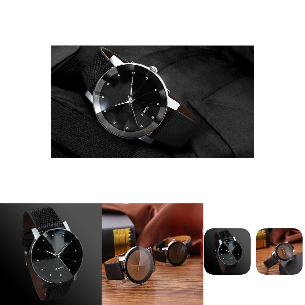 Stylish Pattern Pu Leather Strap Fashion Watch For Couples Men Women Students