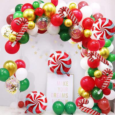 Červenozelené zlaté balónky s konfetami Candy Garland Arch Kit na Vánoce Svátek Sprcha Narozeniny Vánoční party dekorace