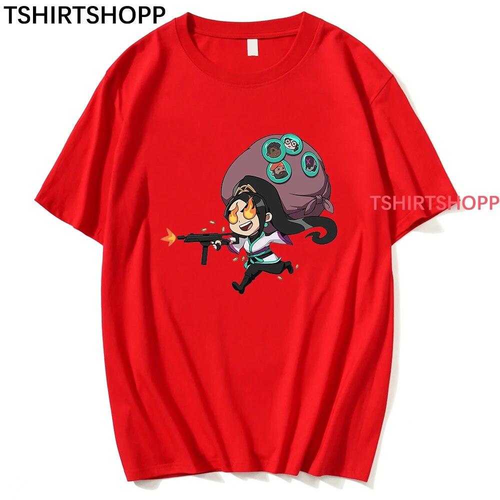 Tričko Anime Valorant Komorní Unisex Letní topy Sage Ženy Jarní Podzim Tričko Hip Hop Trička Harajuku Tričko Bavlněné oblečení