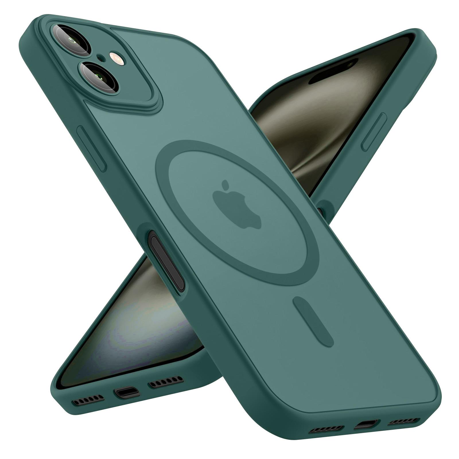 

Роскошный матовый чехол для телефона для iPhone 17 16 15 14 13 12 11 Pro Max Plus 17 Air 16e Для Magsafe Матовый прозрачный магнитный чехол iPhone17 темно-зеленого