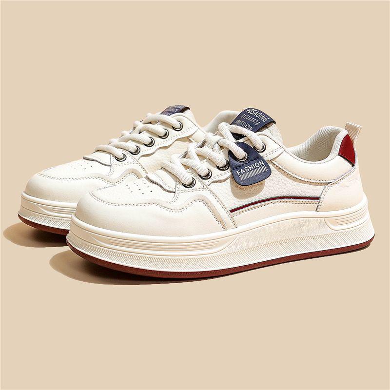 Damen Vielseitige Weiße Flache Dicke Sohle Schuhe - Frühling/Herbst 2025, Runde Zehenpartie Lässige Dad-Sneakers