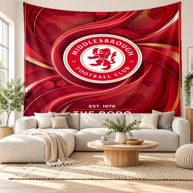 Middlesbrough FC Wandteppich, Weiches Stoff-Wandbehang, Dekorative Kulisse Für Schlafzimmer Heimwandkunst