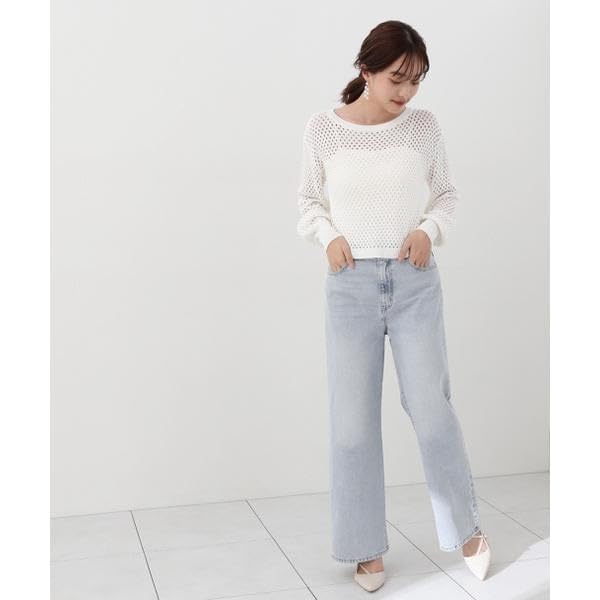 Proportion Body Dressing Sequin Mesh Knit Cream Yellow Women's Sweater,