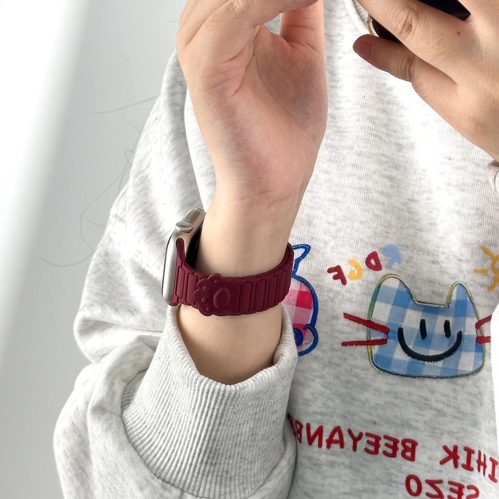 Magnetic Silicone Small Claws Strap for Apple Watch Bands Ultra 3 49mm 38mm 46mm 45mm 40mm 42mm 41mm Correa Bracelet iWatch 11 10 SE 9 8 7 6