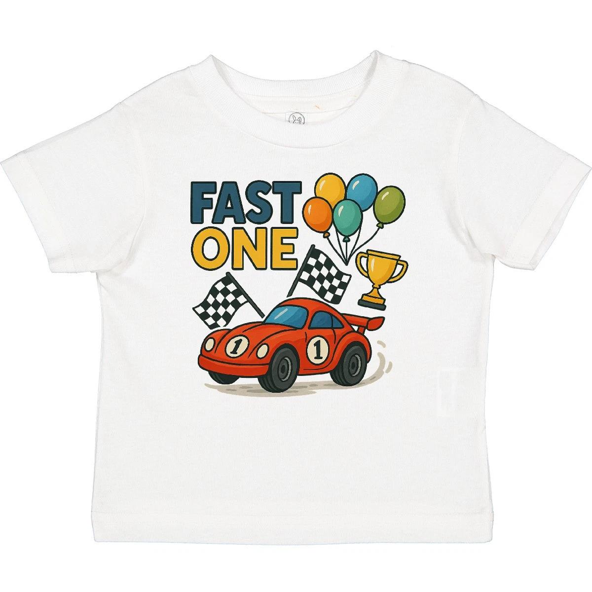

Inktastic Fast One Race Car With Balloons And Trophy Baby T-Shirt Birthday Kids 130