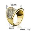Huitan Wave Geometric Design Women Gold Color Ring Luxury Party Inlaid Sparkling CZ Lady Unique Charming Accessories Jewelry