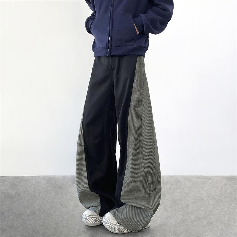 

Men s Spring Black Gray Two Tone Oversized Wide Leg Pants M чёрный