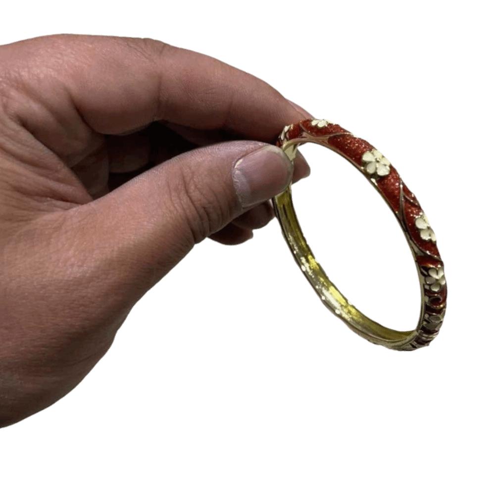 Classic Vintage Cloisonne Bangle Chinese Women's Hand Bracelet Hollow Out Flower Bangle  Girls