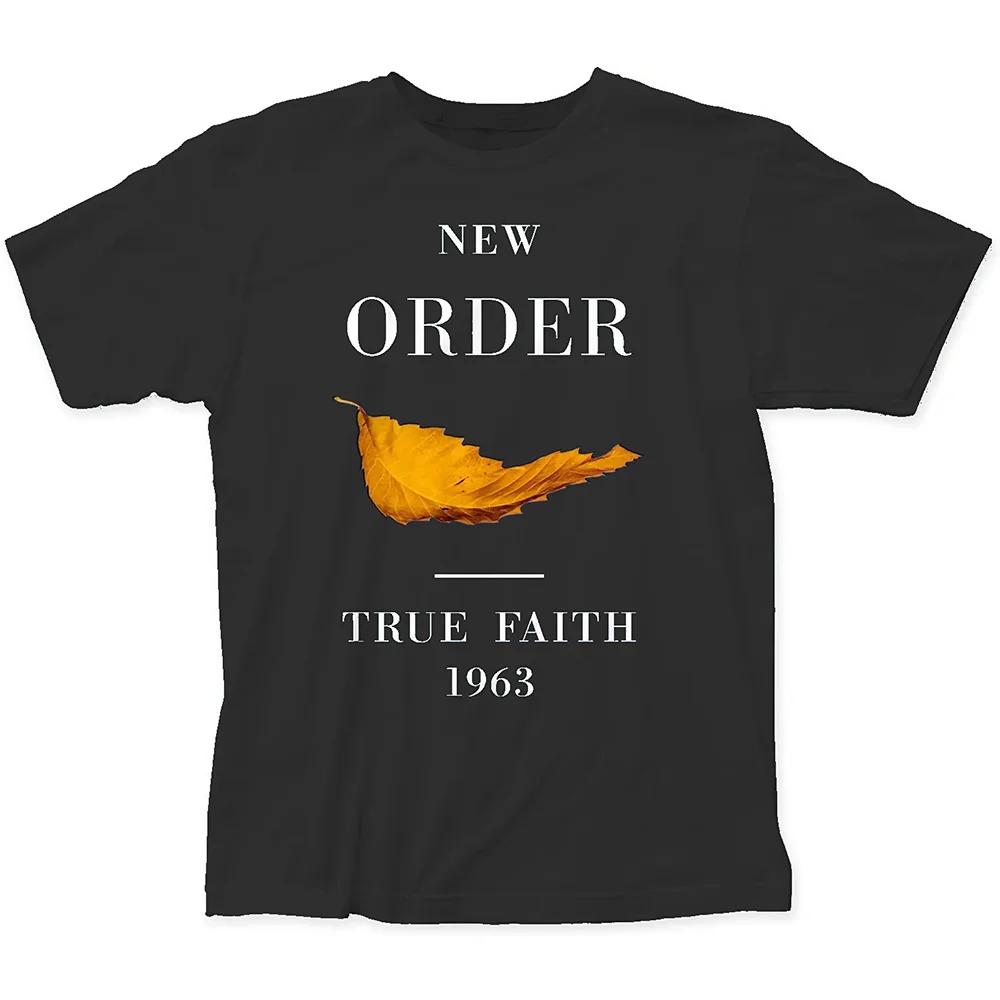 Men Tops Clothes Cotton New Order True Faith Fitted Tee Shirts Male Tshirt Guys T-shirt