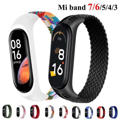 Armband för Xiaomi Mi band 6 7 Rem Nylonflätad solo loop pulsera bracelet Miband5 Armbandsbälte Mi band 5 4 3 6 correa
